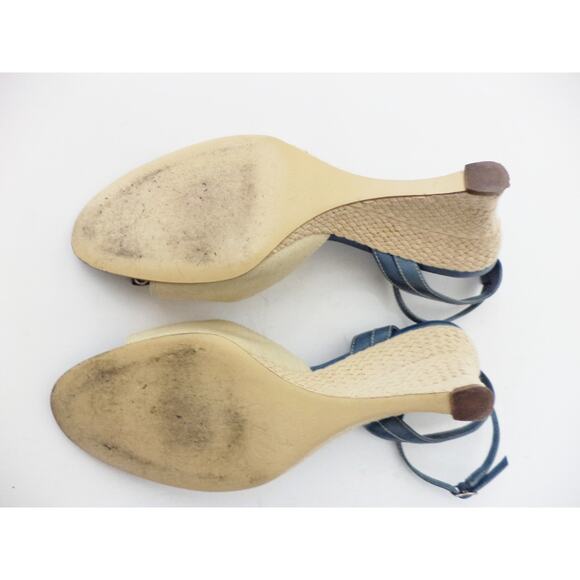 CIRCA JOAN & DAVID ROSEVILLE 8M TURQUOISE LEATHER & TAN ANKLE STRAP SANDAL SHOE - Picture 10 of 10